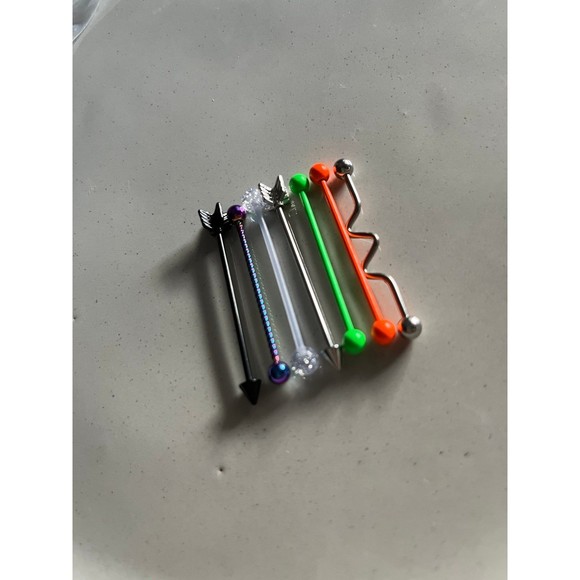 7PCS 14 Gauge Barbell Cartilage Earring Body Piercing Jewelry 1 1/2Inch (38mm) - Picture 2 of 2